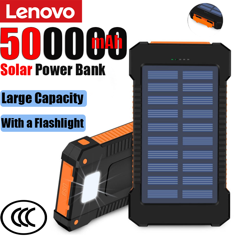 Solar Emergency Charger - Lenovo 500000mAh Kapasitas Bank Daya Tenaga