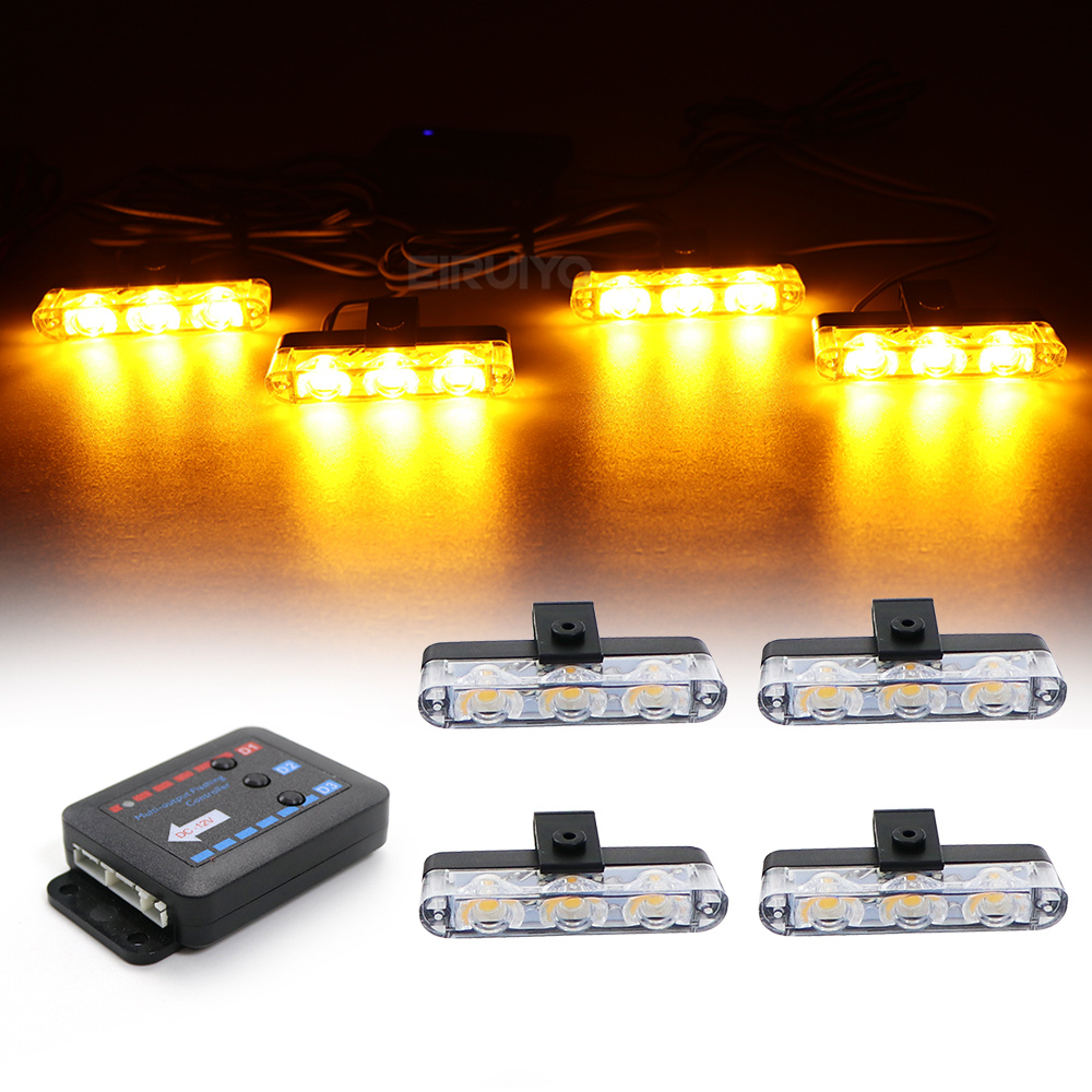 Sos Light Strobe - 4x 3 LED Grill Lampu Strobo